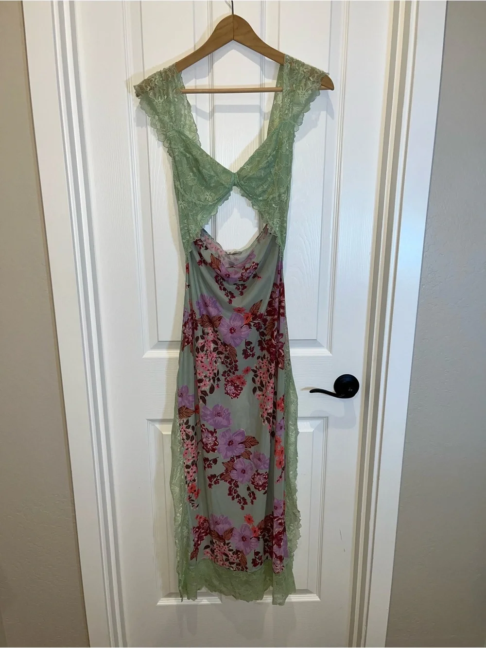 Free People Suddenly Fine Lace Trim Floral Slip Dress